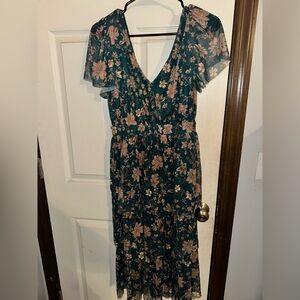 Maurices Teal Floral Midi Dress